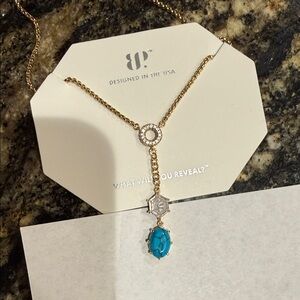 Bomb party Gold and Turquoise lariat Necklace